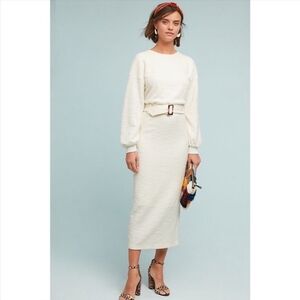 Like New Dolan (Anthropologie) Jacqueline Ivory Cream Belted Dress Small Petite